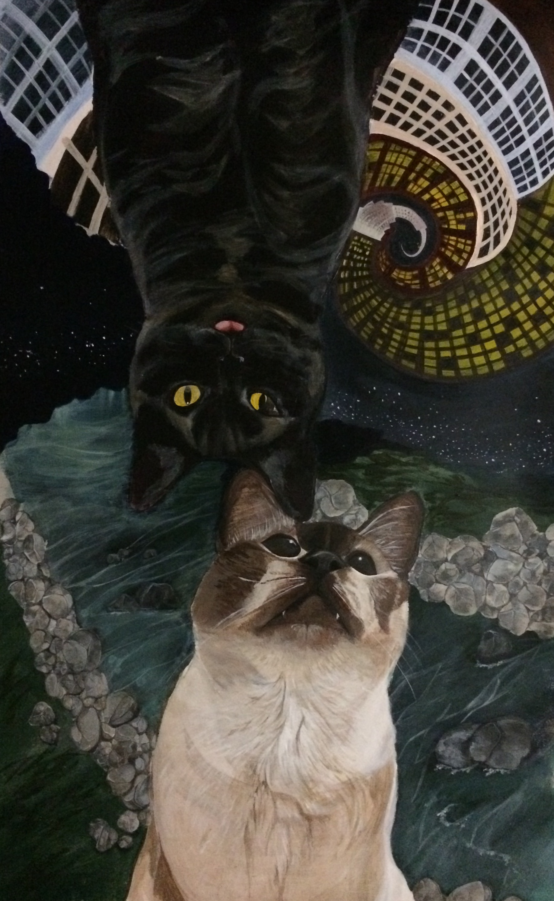 Two Cats - Acrylic on paper