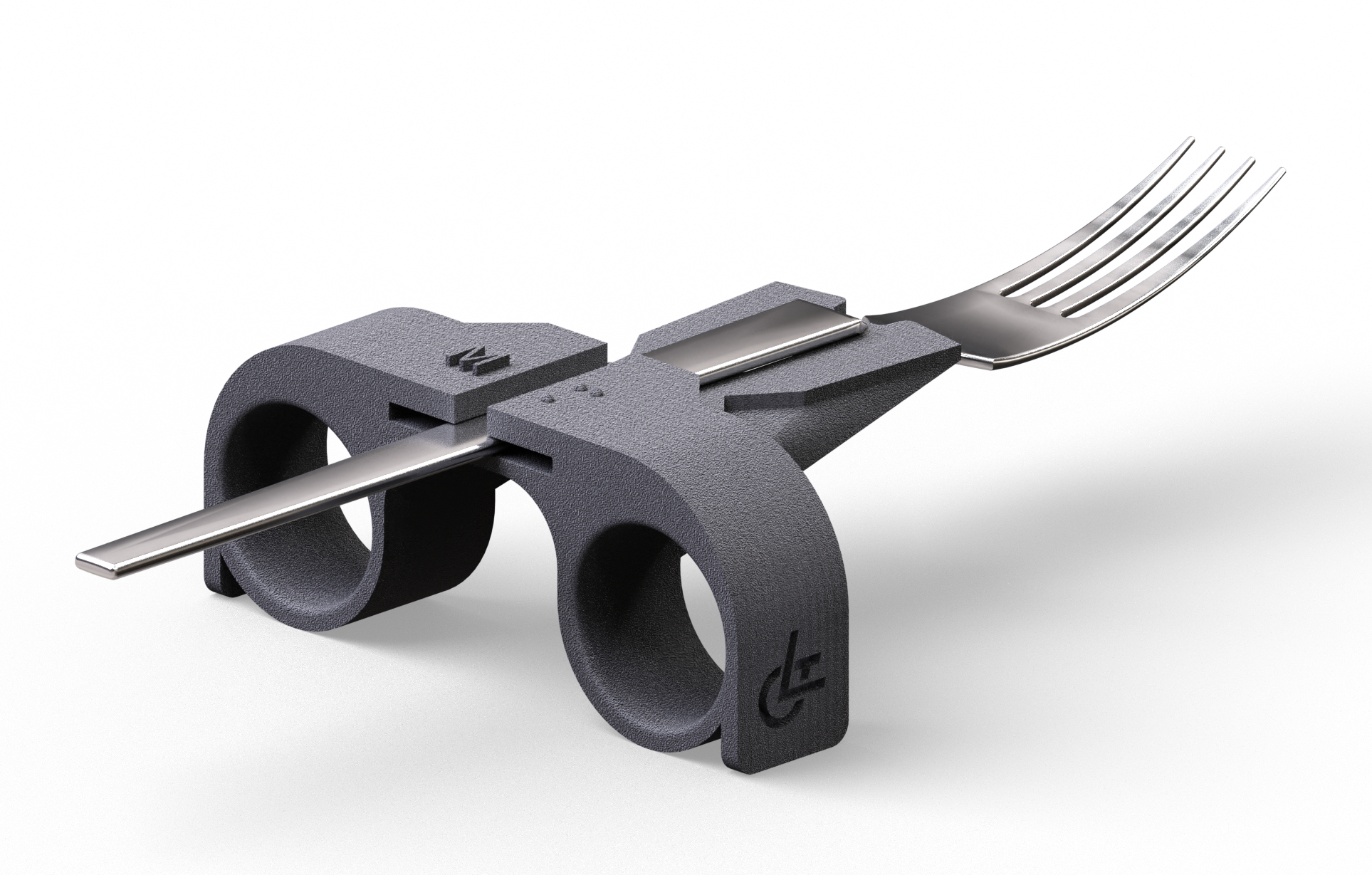 Render of a medium sized eating tool with a fork