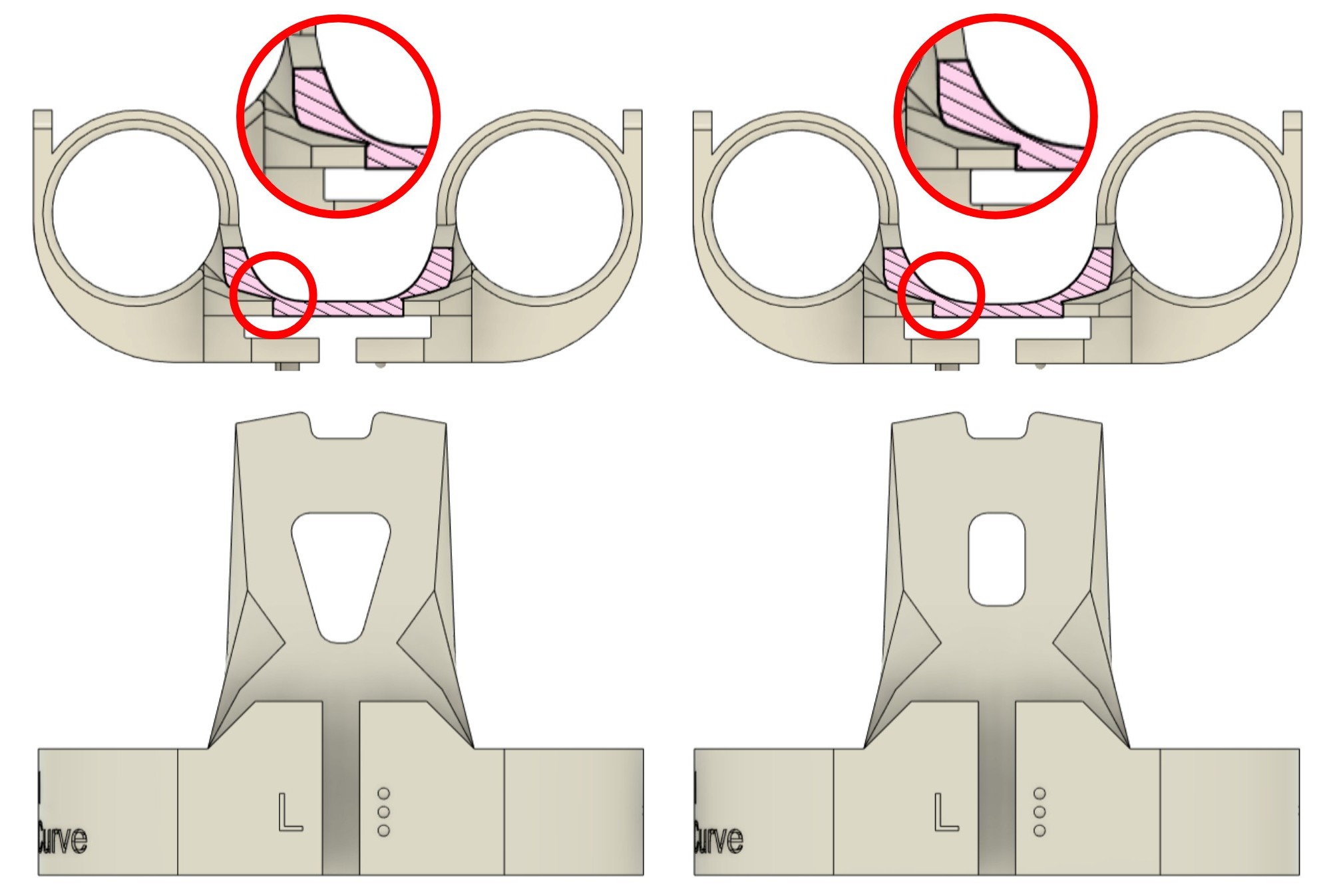 Side by side eating tool comparison with a thinner vs a thicker loft