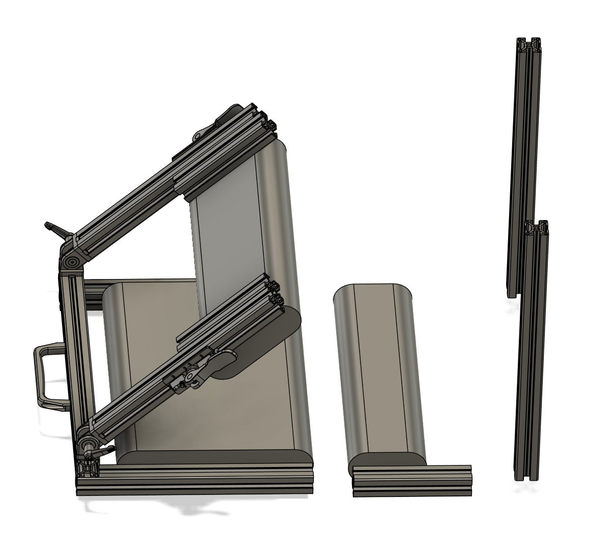 First version, two poles, chair, folded
